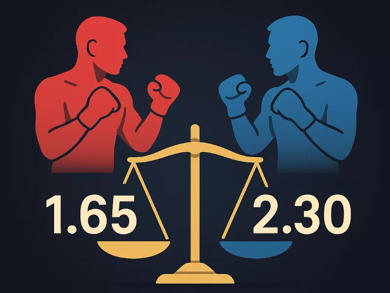 Concepto de apuesta directa moneyline UFC con cuotas favorito y perdedor