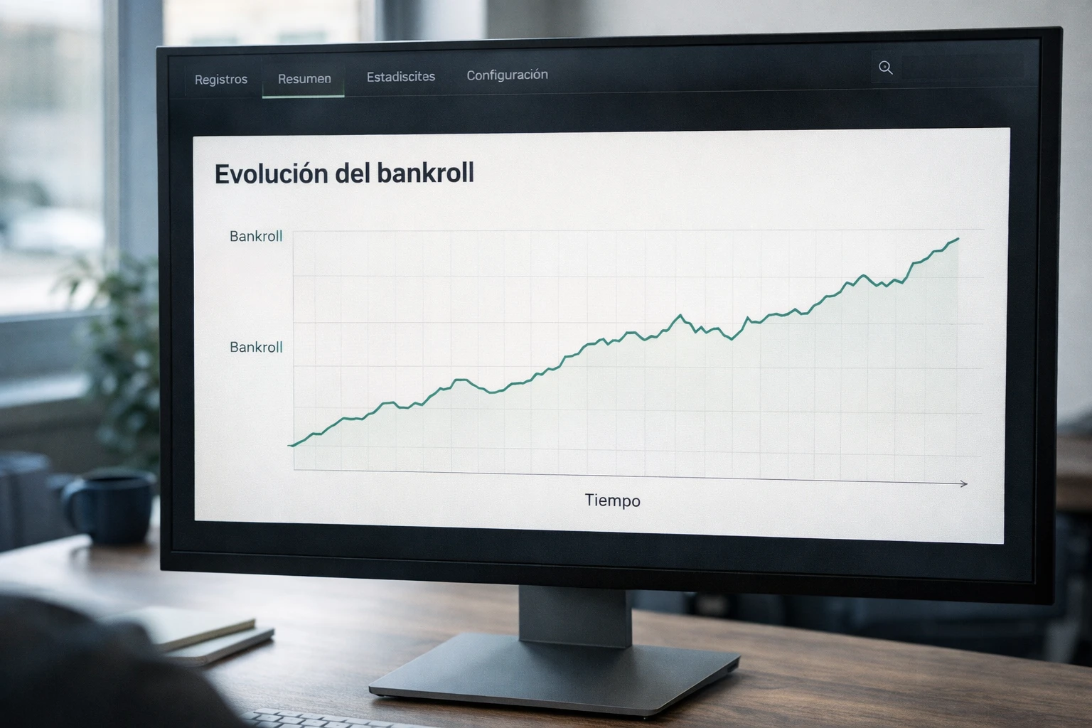 Gráfico mostrando crecimiento de bankroll a largo plazo
