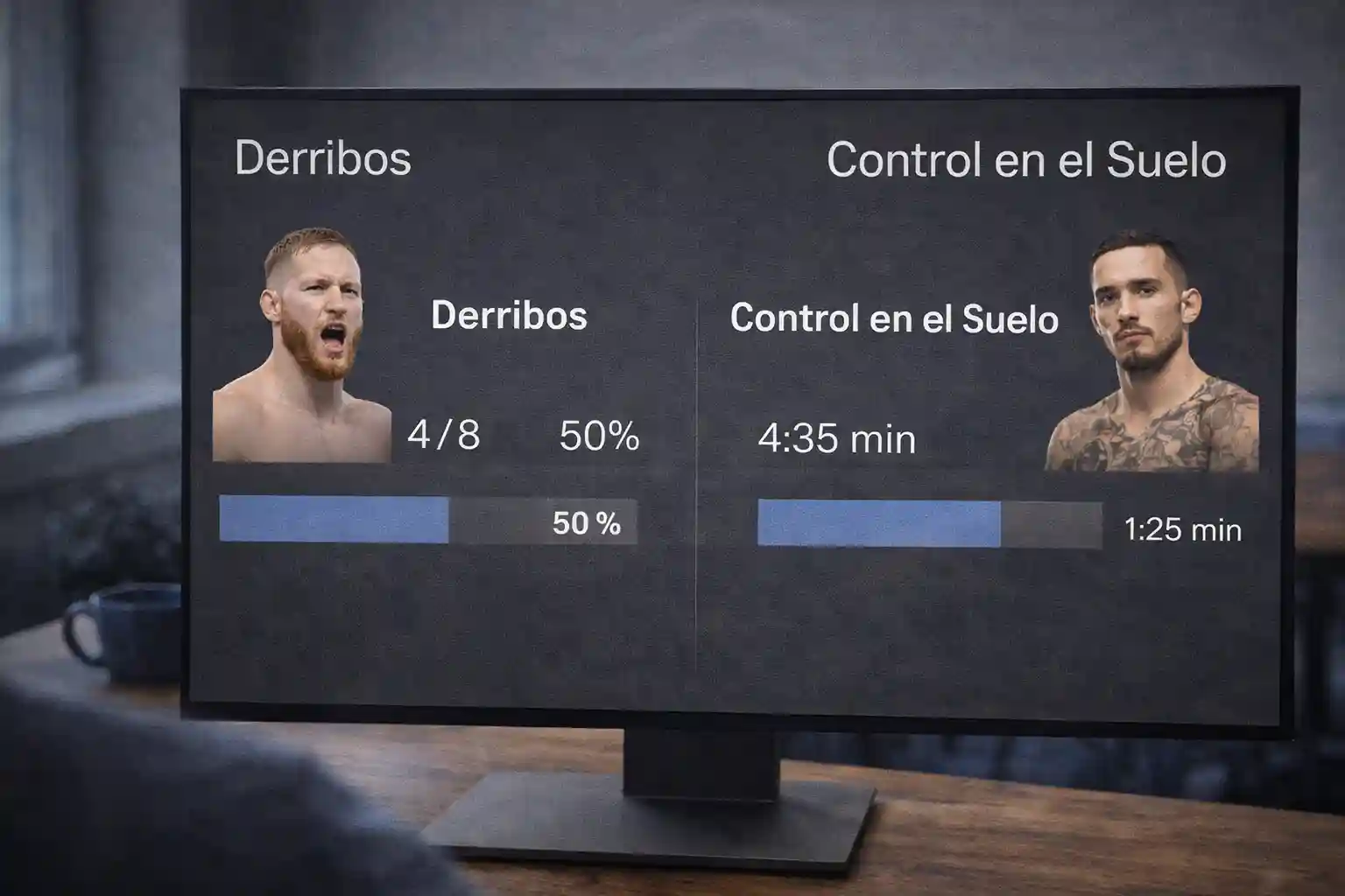 Estadísticas de grappling y takedowns de UFC en pantalla