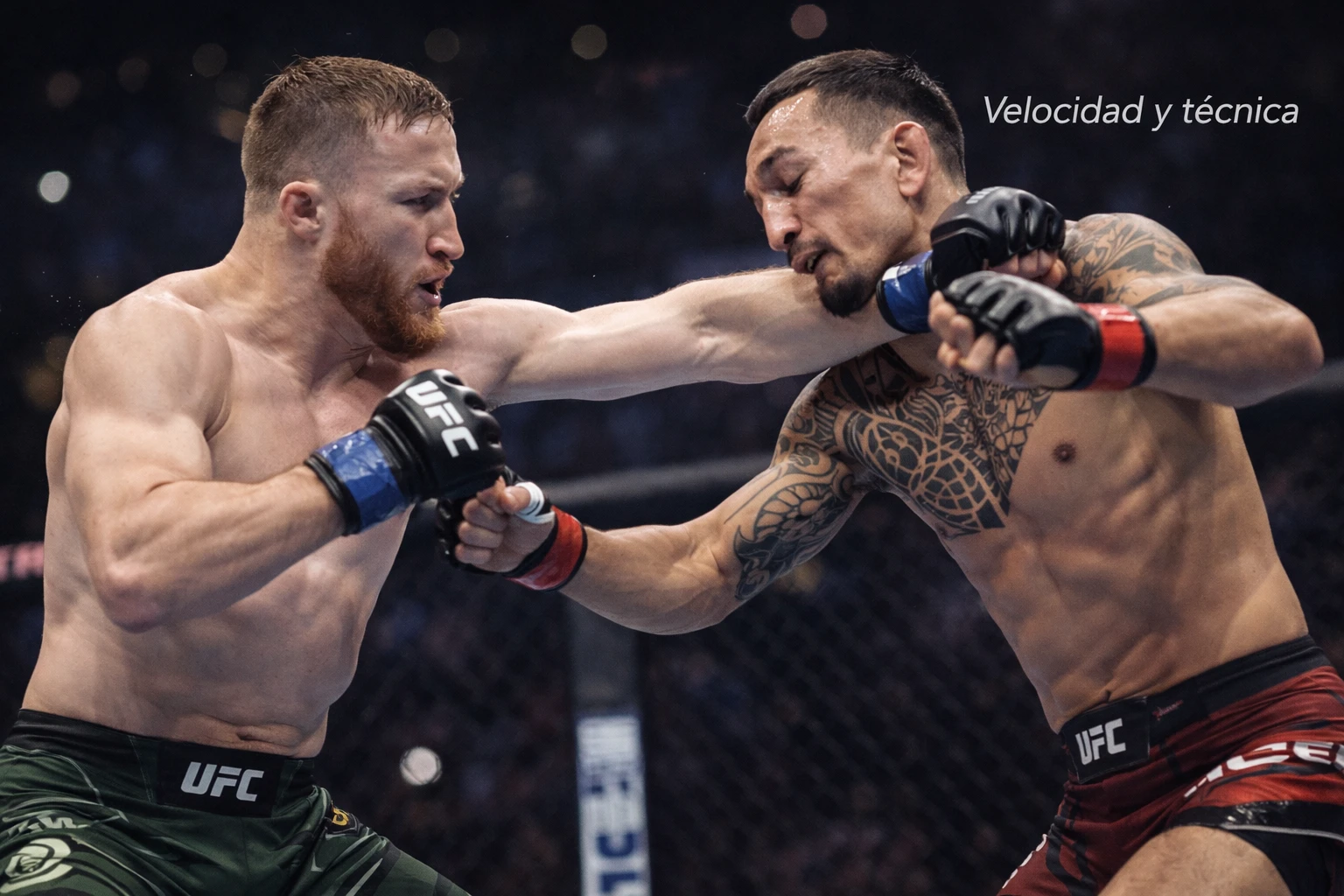 Combate de peso ligero de UFC mostrando velocidad y técnica