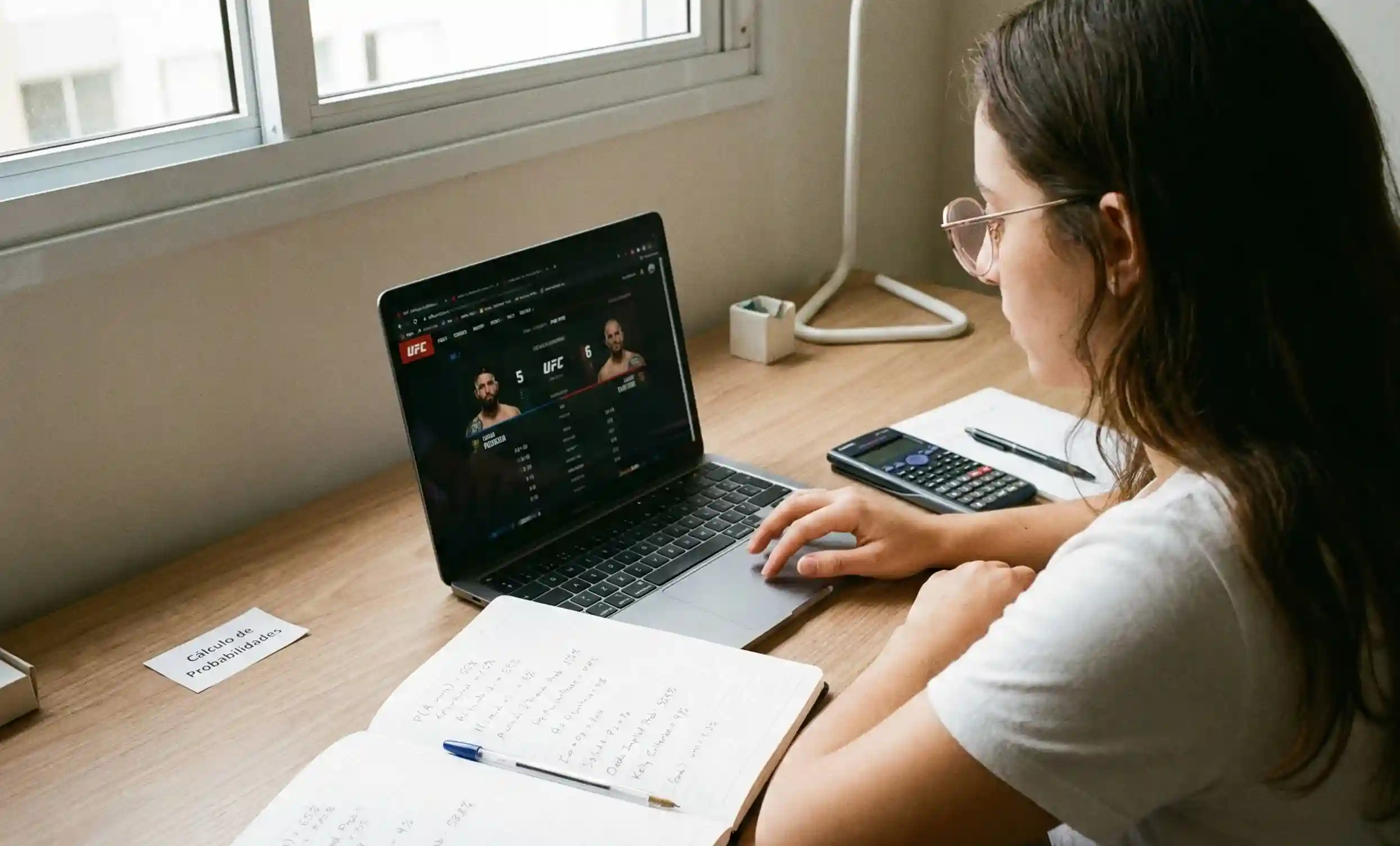 Persona calculando probabilidades de victoria en combate de UFC